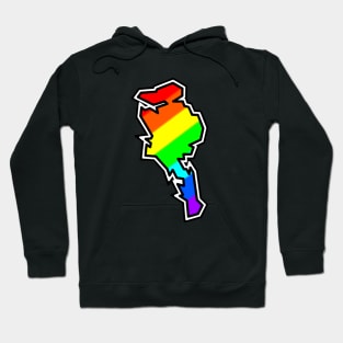 Quadra Island Silhouette in Rainbow Colours - DIscovery Islands Gift - Quadra Hoodie